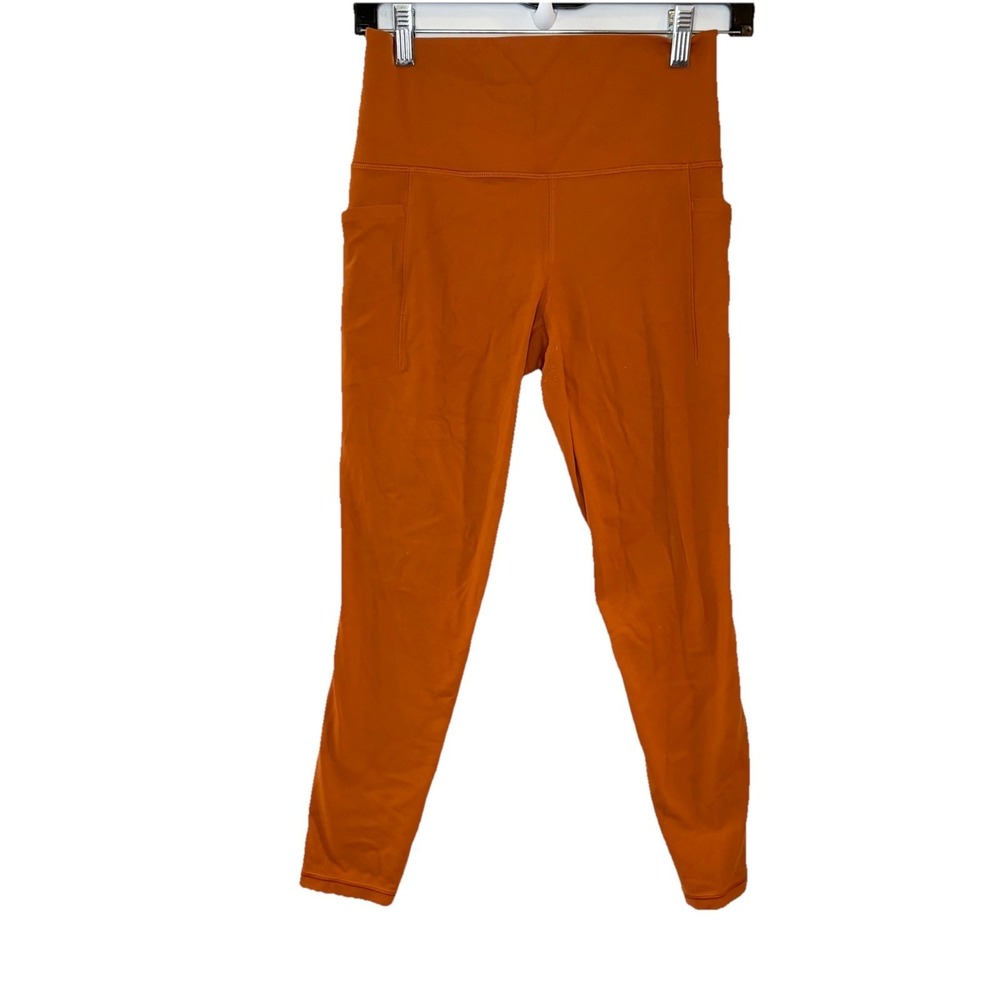 Athleta High Rise Chaturanga Tight Leggings Solid Orange Stretchy Size S